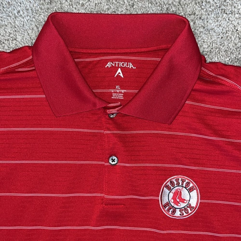 Boston Red Sox Polyester Antigua MLB sewn patch red white Golf Polo Shirt XL